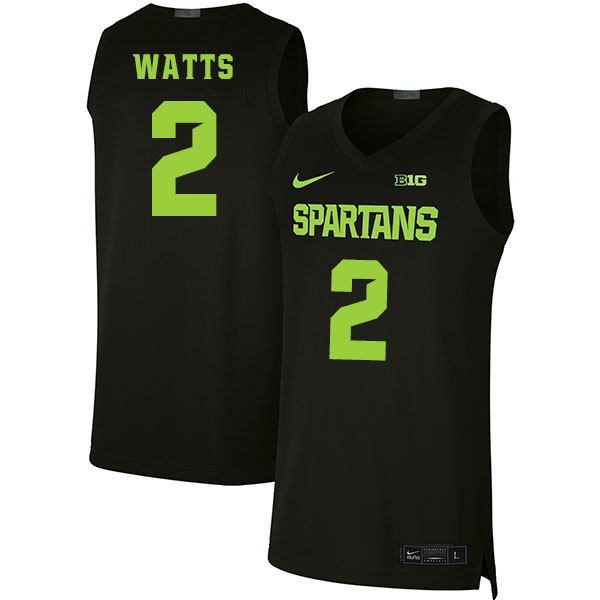 2020 Men #2 Rocket Watts Michigan State Spartans College Basketball Jerseys Sale-Black